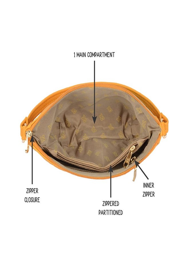 Baggit Women Yellow Saddle Sling Bag Small Size | Ladies Stylish Casual Cross Body Purse Handbag - Image 4